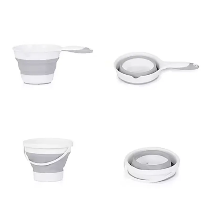 Babybadewanne Spa, faltbar, zwei Eimer, Spülbecher, Thermometer, Ablauf mit Deckel från Chipolino i Grå – produktbild 2 av 2