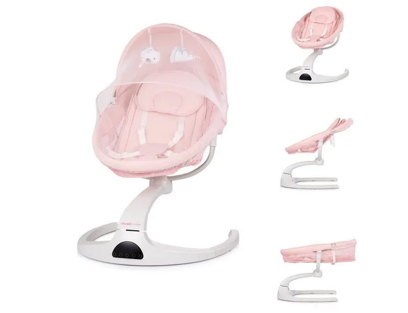 Babywippe E-Sway, Bluetooth, Bewegungssensor, 5 Schwunggeschwindigkeiten, Fernbedienung by Chipolino in Pink – product photo