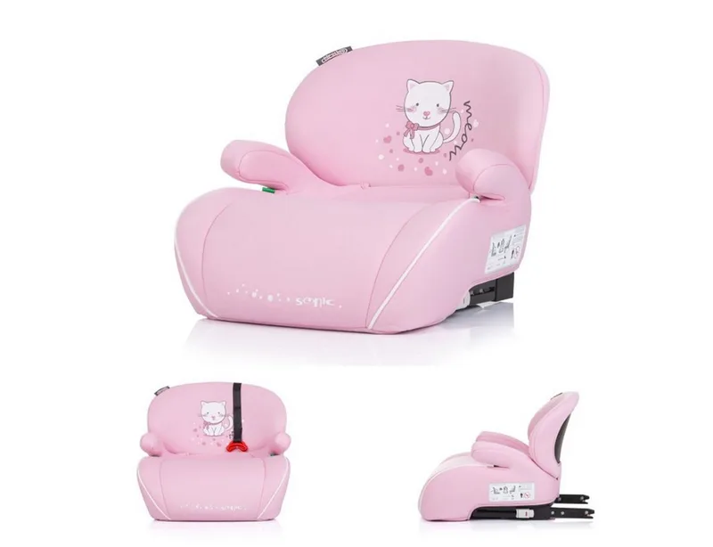 Kindersitzerhöhung Sonic Isofix 125-150 cm, ab: 6, bis: 12, i-Size, Kindersitz, Armlehne, Sitzerhöhung der Gruppe 3 (22 - 36 kg) de Chipolino en Rose – photo produit