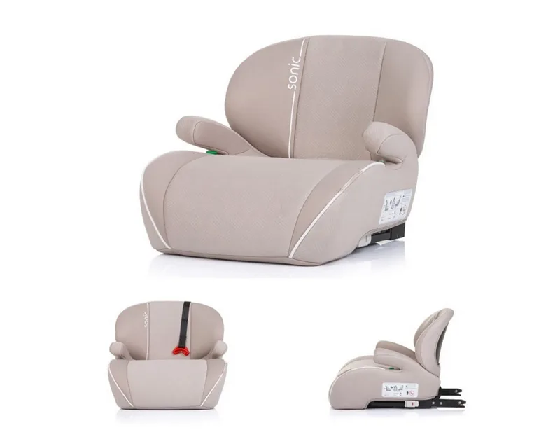 Kindersitzerhöhung Sonic Isofix 125-150 cm, ab: 6, bis: 12, i-Size, Kindersitz, Armlehne, Sitzerhöhung der Gruppe 3 (22 - 36 kg) by Chipolino in Beige – product photo