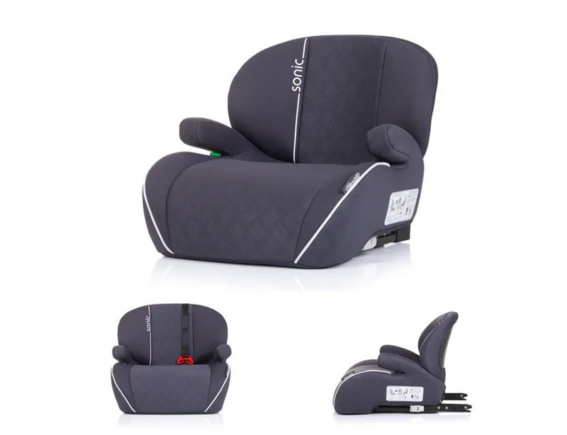 Kindersitzerhöhung Sonic Isofix 125-150 cm, ab: 6, bis: 12, i-Size, Kindersitz, Armlehne, Sitzerhöhung der Gruppe 3 (22 - 36 kg) by Chipolino in Grey – product photo