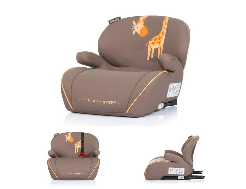 Kindersitzerhöhung Sonic Isofix 125-150 cm, ab: 6, bis: 12, i-Size, Kindersitz, Armlehne, Sitzerhöhung der Gruppe 3 (22 - 36 kg) by Chipolino in Brown – product photo