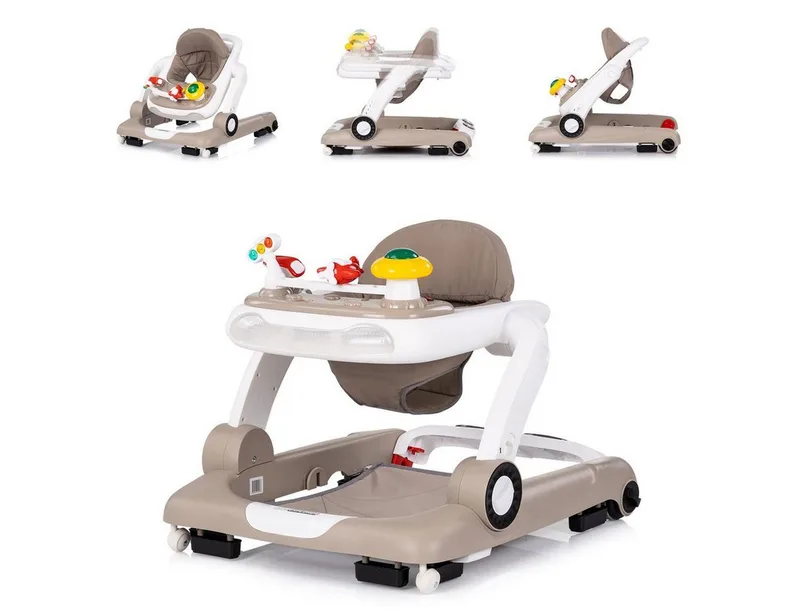 Lauflernhilfe little Explorer 4 in 1, Musikpanel, Activity-Center, Silikon-Stopper, höhenverstellbar von Chipolino in Beige – Produktfoto