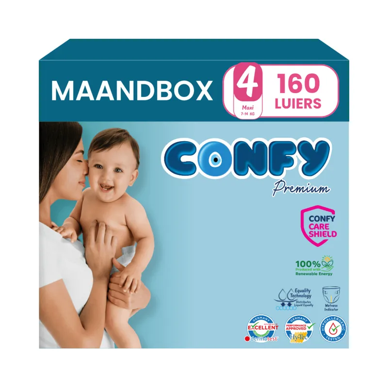 5x Confy Premium Luiers Maat 4 Maxi 7-14kg 32 stuks van Confy – productfoto