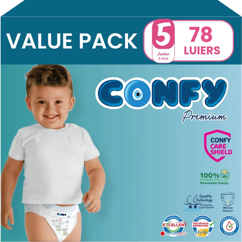 Premium - Luiers Maat 5 (11-18kg) - 78 Luiers - Value Pack by Confy – product photo