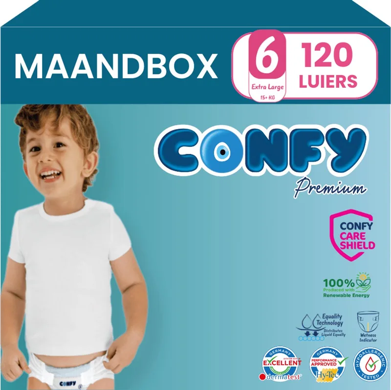 Premium - Luiers Maat 6 (15+kg) - 120 Luiers - Maandbox by Confy – product photo