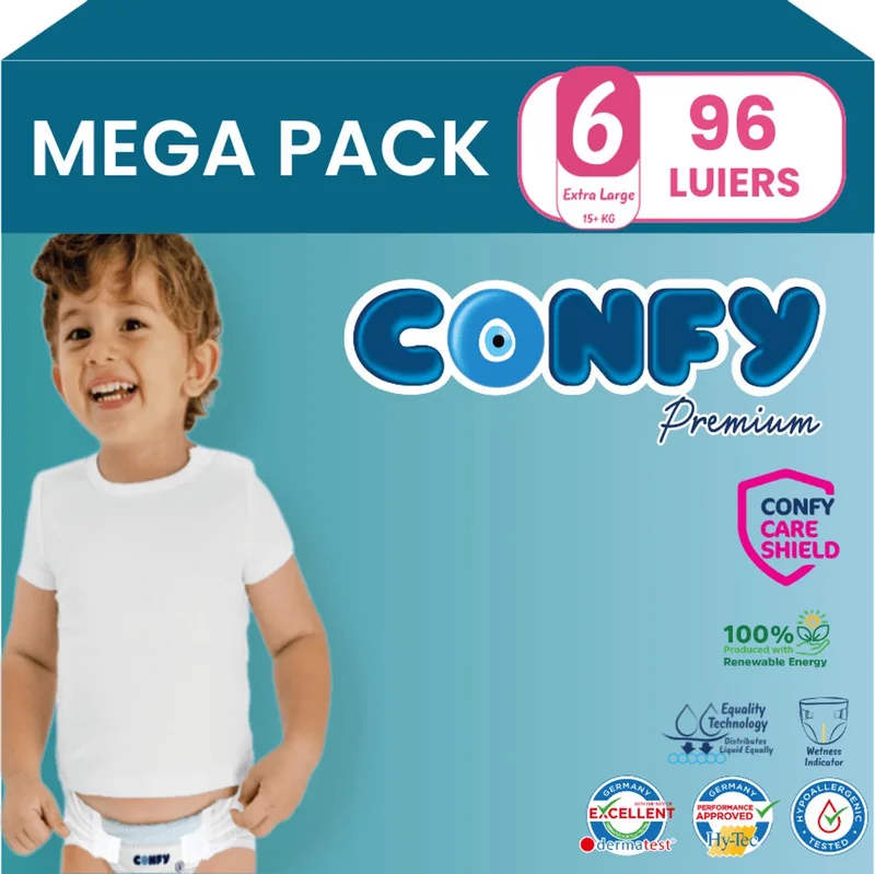 Premium - Luiers Maat 6 (15+kg) - 96 Luiers - Mega Pack de Confy – photo produit