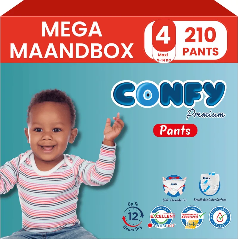 Premium Pants - Luierbroekjes Maat 4 (9-14kg) - 180 Luierbroekjes - Mega Maandbox van Confy – productfoto