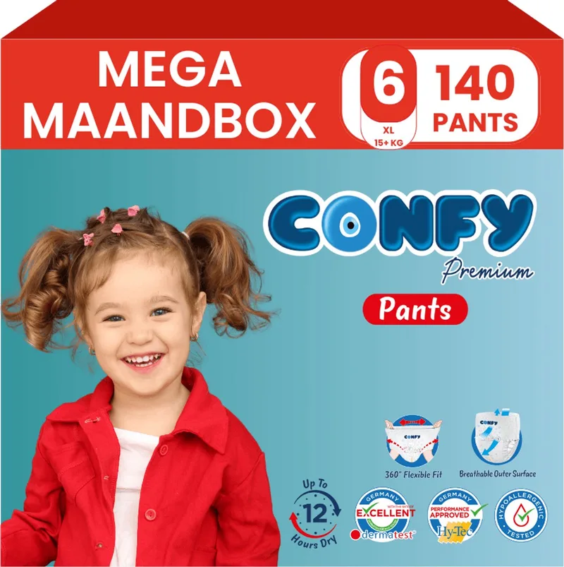 Premium Pants - Luierbroekjes Maat 6 (15+kg) - 140 Luierbroekjes - Mega Maandbox fra Confy – produktbillede