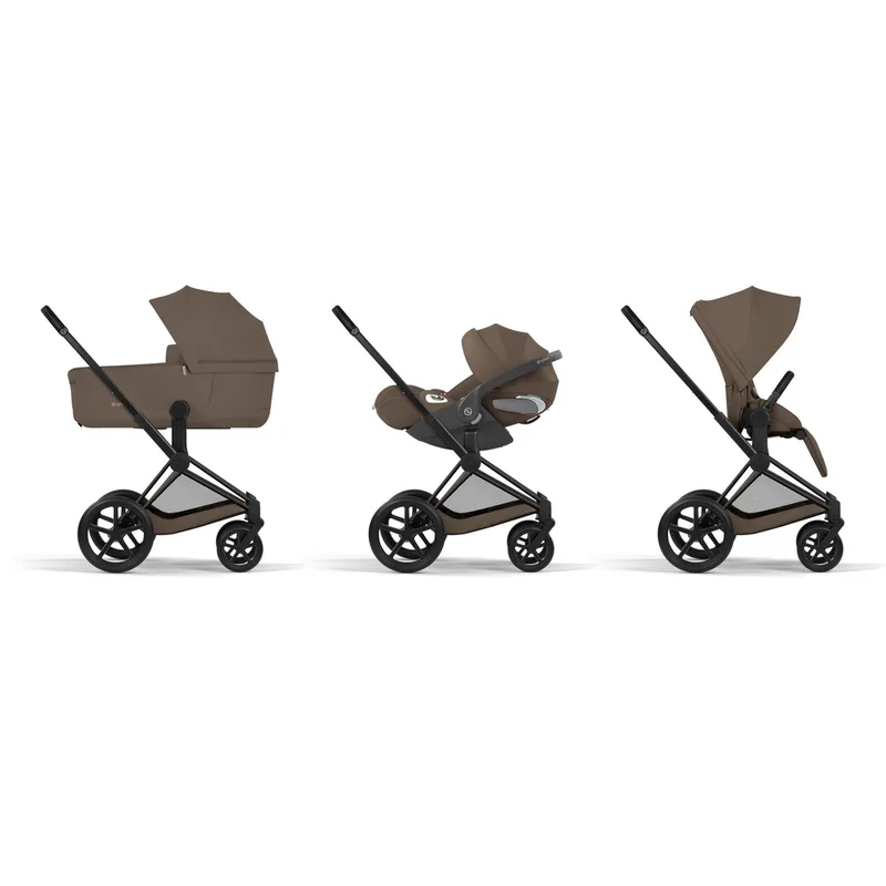 Kinderwagen Cybex e-Priam 5 Comfort Matt Black/Coconut Brown incl. Foldable Carrycot van Cybex – productfoto 4 van 4