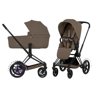 Kinderwagen Cybex e-Priam 5 Comfort Matt Black/Coconut Brown incl. Foldable Carrycot van Cybex – productfoto 1 van 4