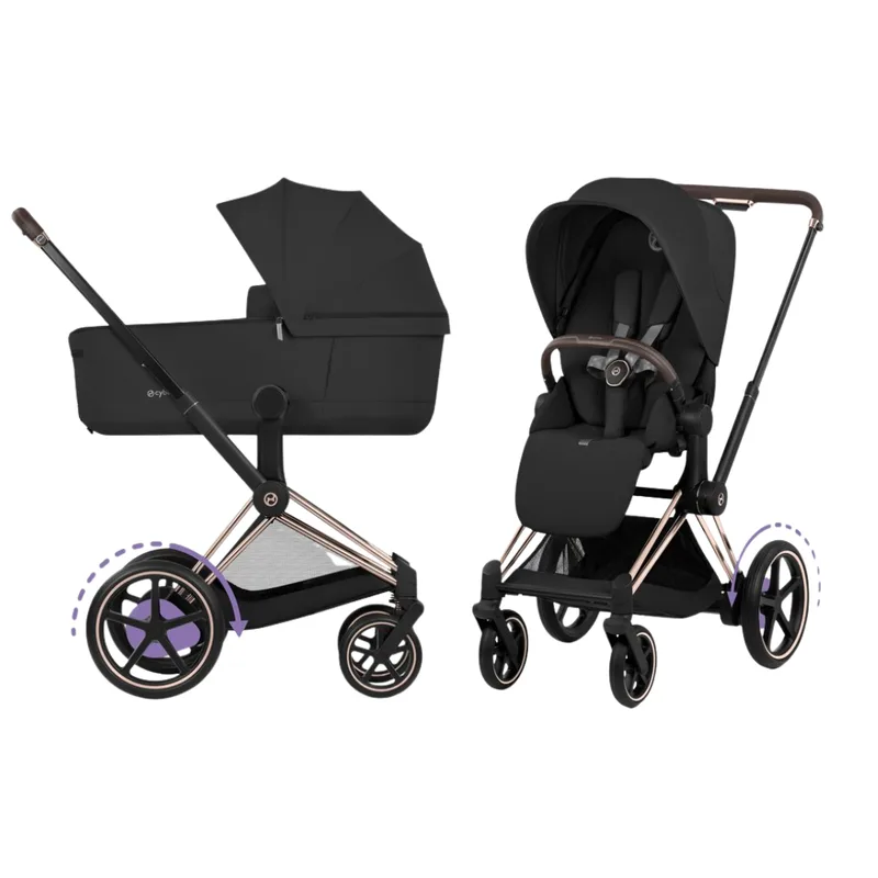 Kinderwagen Cybex e-Priam 5 Comfort Rosegold/Sepia Black incl. Foldable Carrycot by Cybex – product photo 1 of 4