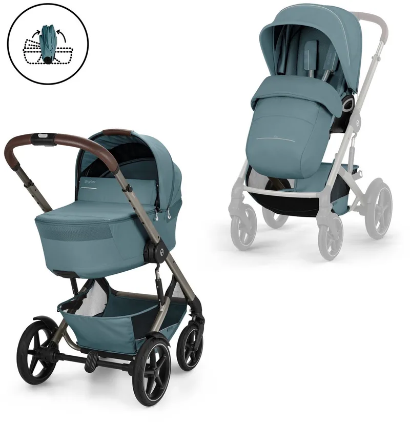 Talos Lux - kinderwagen - met opvouwbare reiswieg från Cybex i Stormy Blue – produktbild
