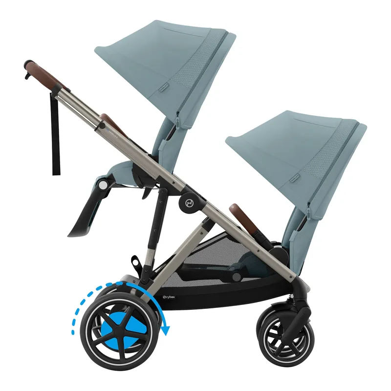 Zwillings- und Kinderwagen Geschwisterwagen eGazelle S von Cybex in Blau – Produktfoto 1 von 3