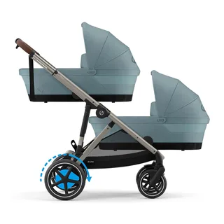 Zwillings- und Kinderwagen Geschwisterwagen eGazelle S von Cybex in Blau – Produktfoto 3 von 3