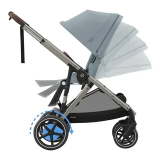 Zwillings- und Kinderwagen Geschwisterwagen eGazelle S von Cybex in Blau – Produktfoto 2 von 3