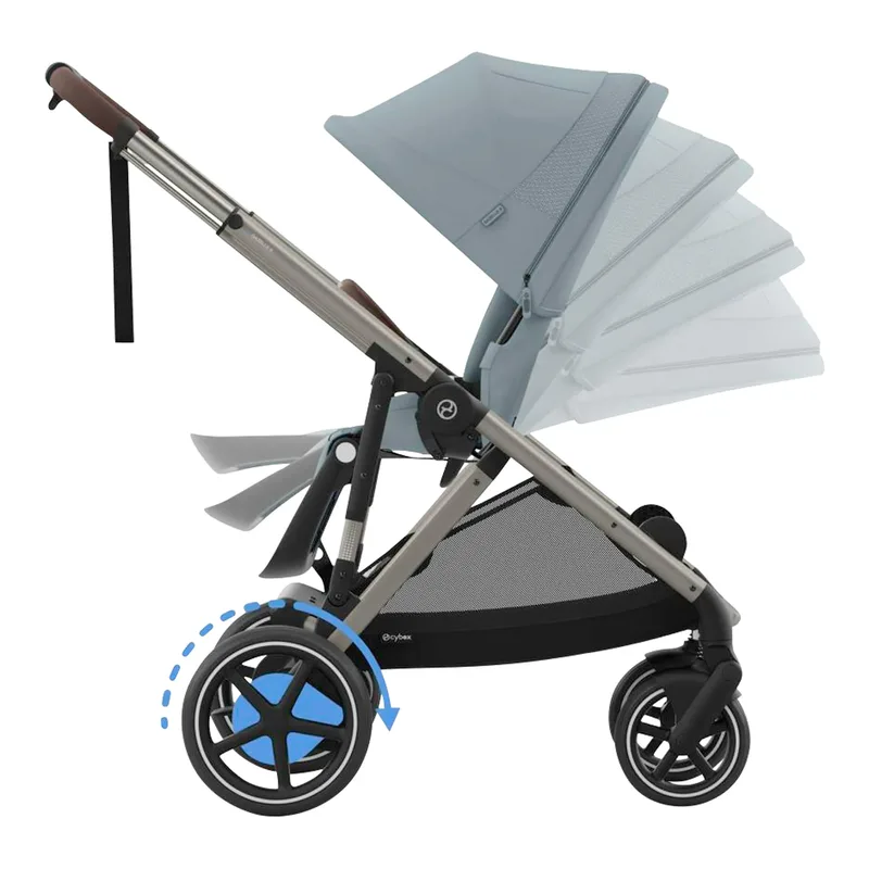 Zwillings- und Kinderwagen Geschwisterwagen eGazelle S von Cybex in Blau – Produktfoto 2 von 3