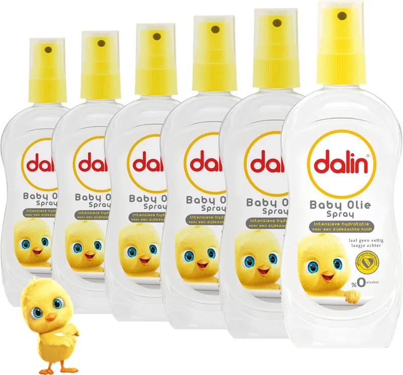 Baby Olie Spray Classic 6 x 200ml Verzorgende en milde babyolie voor de gevoelige huid van Dalin – productfoto