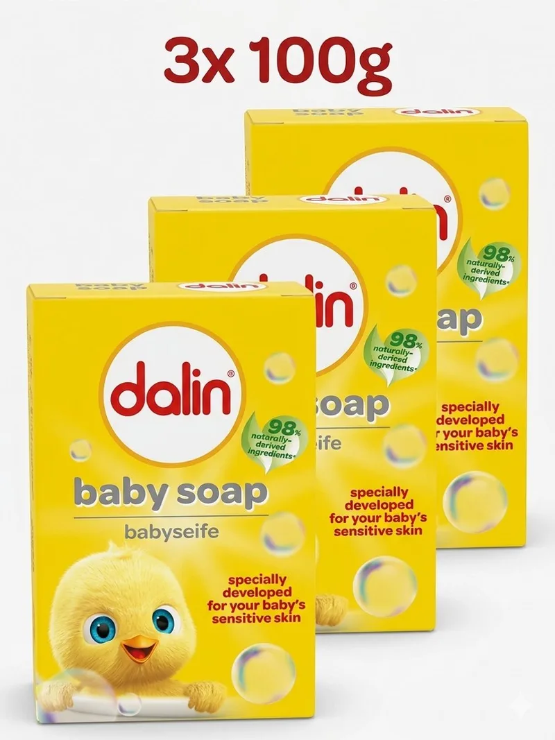 Baby Zeep Classic 3 x 100 g | Hypoallergene Babyzeep vanaf Geboorte | 98% Natuurlijke Ingrediënten - Baby Soap by Dalin – product photo