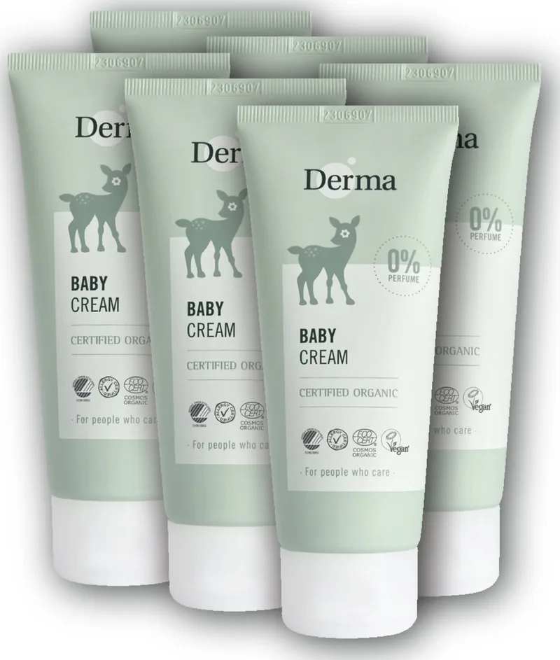 Creme - Parfumvrij - Hypoallergeen - voor Gevoelige Babyhuid - 6 x 100ml van Derma – productfoto