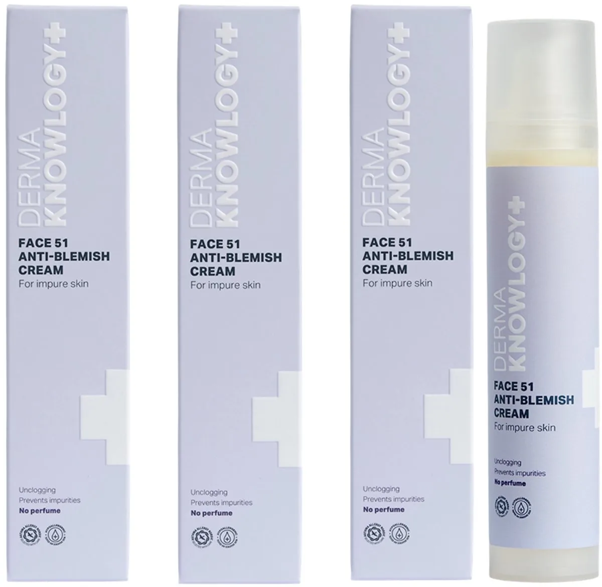 DermaKnowlogy - FACE 51 Anti-Blemish Crème - 3 x 50 ml - Voor Vette en Onzuivere Huid - Met 4% Niacinamide - 1,5% Salicylzuur - AllergyCertified von Derma – Produktfoto