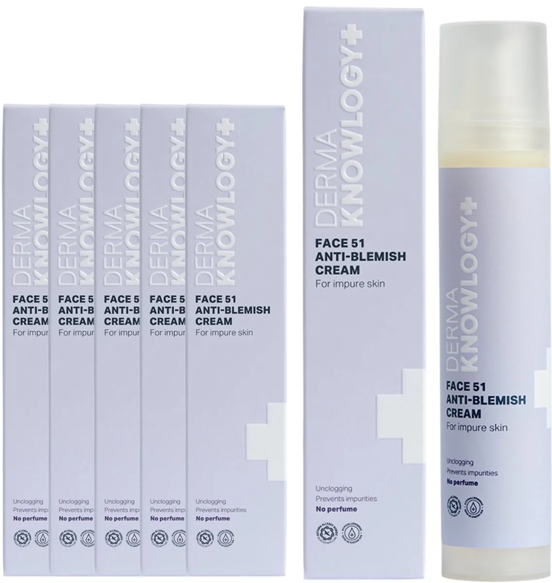 DermaKnowlogy - FACE 51 Anti-Blemish Crème - 6 x 50 ml - Voor Vette - Onzuivere Huid - Met 4% Niacinamide - 1,5% Salicylzuur - AllergyCertified de Derma – photo produit