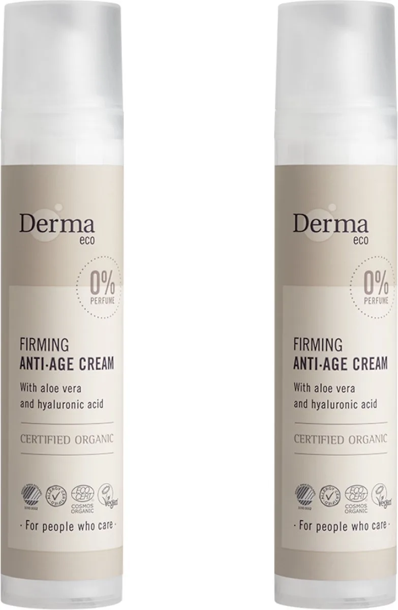 Eco Anti-Age Crème - Hypoallergeen - Hyaluronzuur en Vitamine E - Parfumvrij - 2 x 50 ml de Derma – photo produit