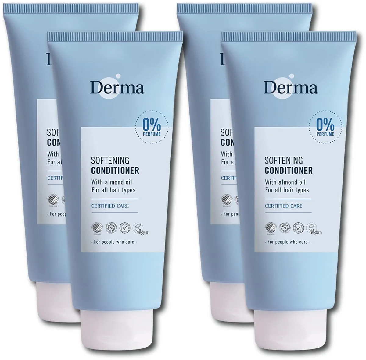 Eco Family - Conditioner - 4 x 350ml - Parfumvrij - AllergyCertified - met Amandelolie en Glycerine van Derma – productfoto