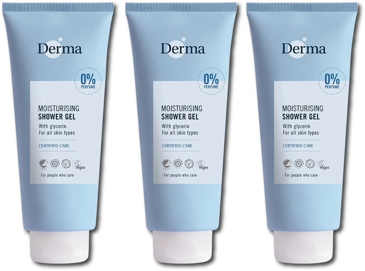 Eco Family - Douchegel - 3 x 350 ml - Parfumvrij - Met glycerine en pentavitin - Hypoallergeen by Derma – product photo