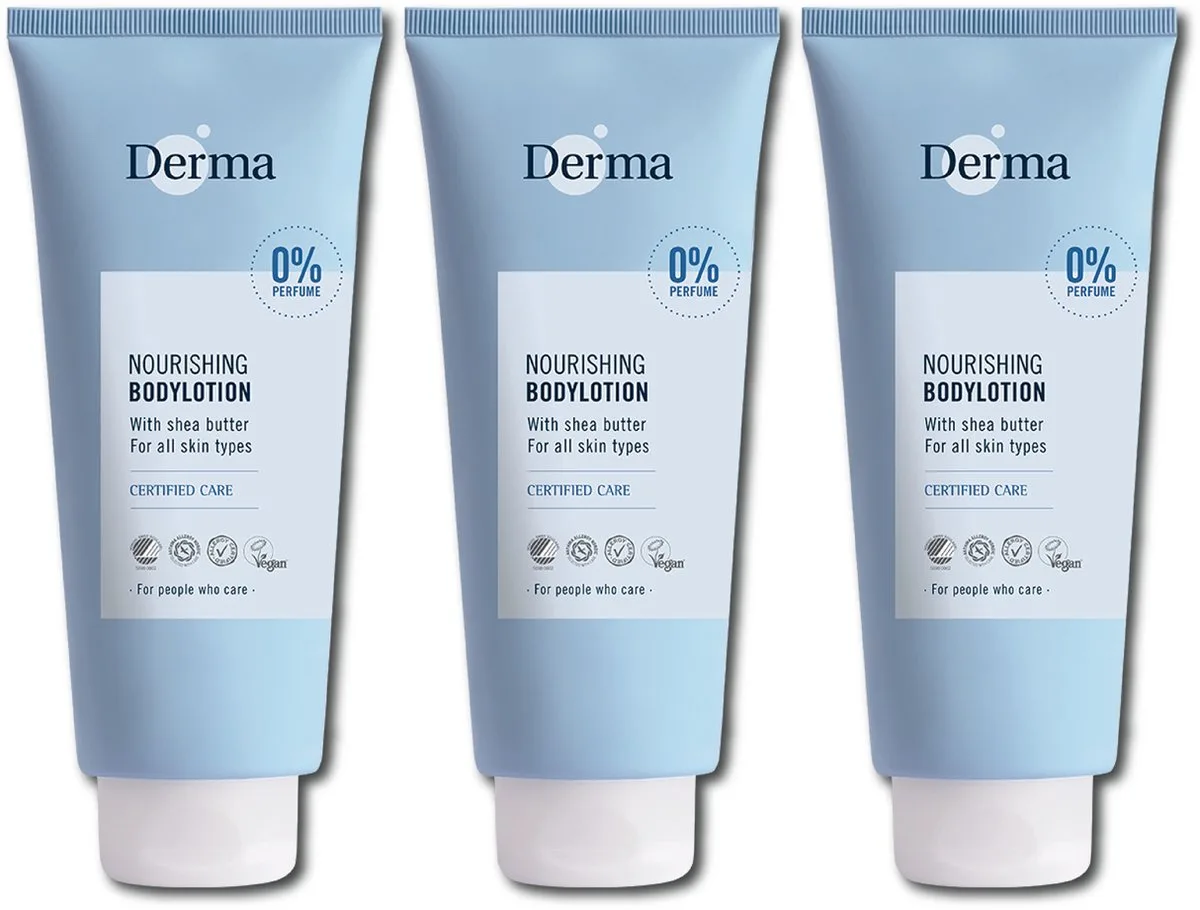 Family Bodylotion - 3 x 350 ml - Parfumvrij - voor Droge en Gevoelige huid - AllergyCertified van Derma – productfoto