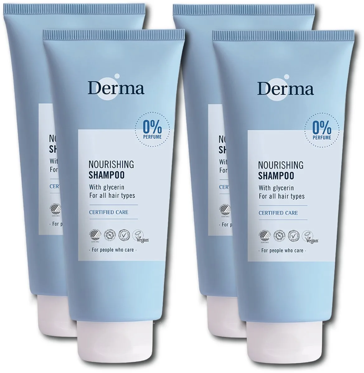 Family Shampoo - 4 x 350 ml - Parfumvrij - voor Gevoelige hoofdhuid - met Glycerine - Hypoallergeen by Derma – product photo