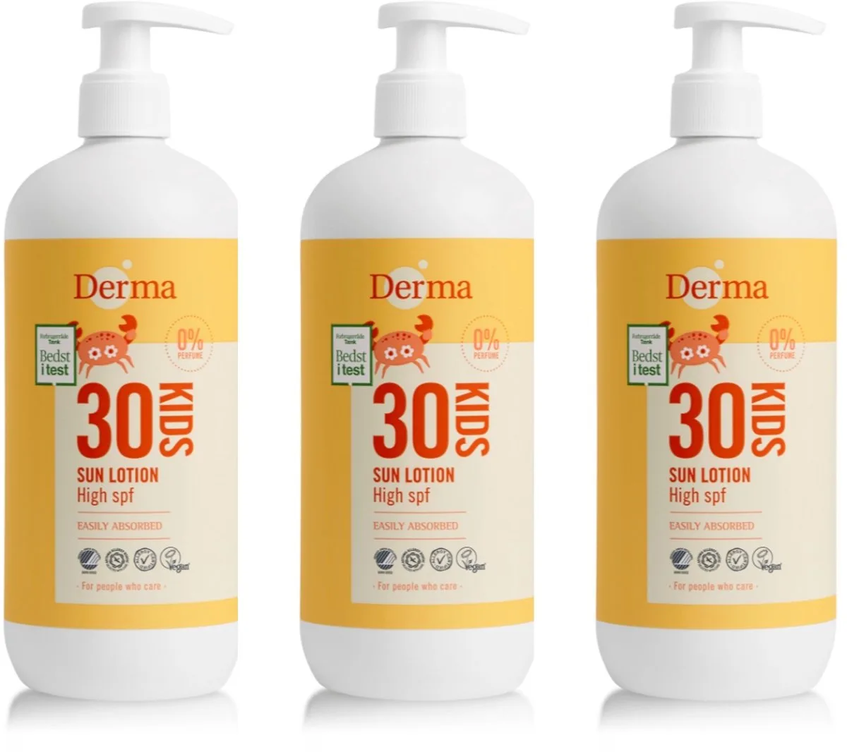 Sun Kids - Zonnebrand SPF30 - 3 x 500 ml - Waterbestendig - UVA en UVB Bescherming - Parfumvrij - AllergyCertified från Derma – produktbild