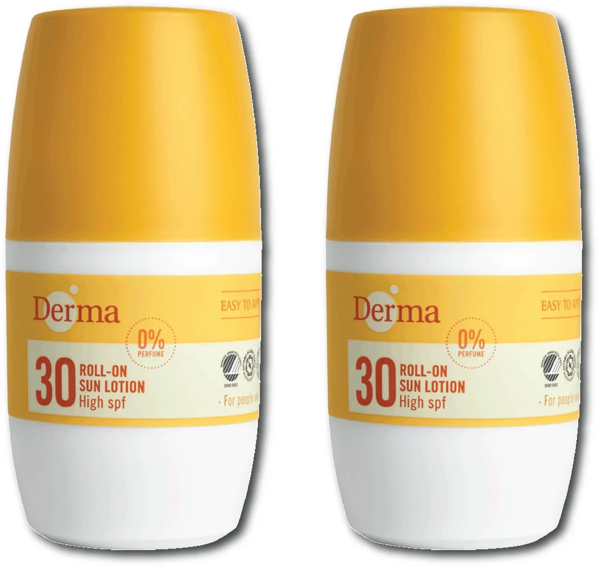 Sun - Zonnebrand Roll-on SPF30 2 x 50 ml - Waterbestendige Zonnebrand - UVA en UVB Bescherming - Parfumvrij - AllergyCertified de Derma – photo produit