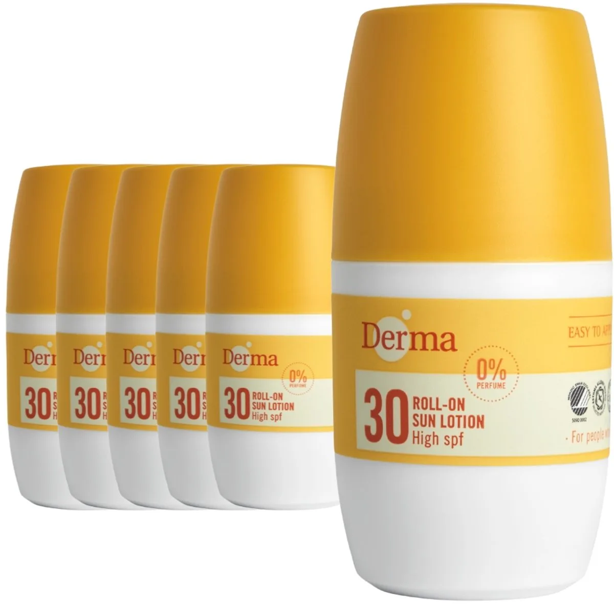Sun - Zonnebrand Roll-on SPF30 - 6 x 50 ml - Waterbestendige Zonnebrand - UVA en UVB Bescherming - Parfumvrij - AllergyCertified de Derma – photo produit