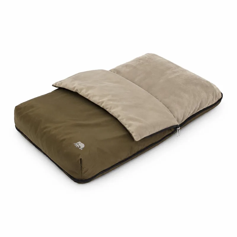 AirTraveller Vliegtuigbedje - Reiskussen met matras - compact opgevouwen van Deryan in Bruin – productfoto