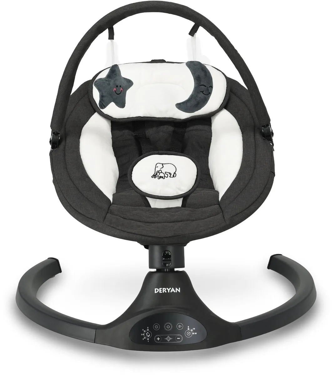 Baby Elektrische Wipstoel - Schommelstoel - Bluetoothfunctie,Speaker en Afstandsbediening van Deryan in Zwart – productfoto
