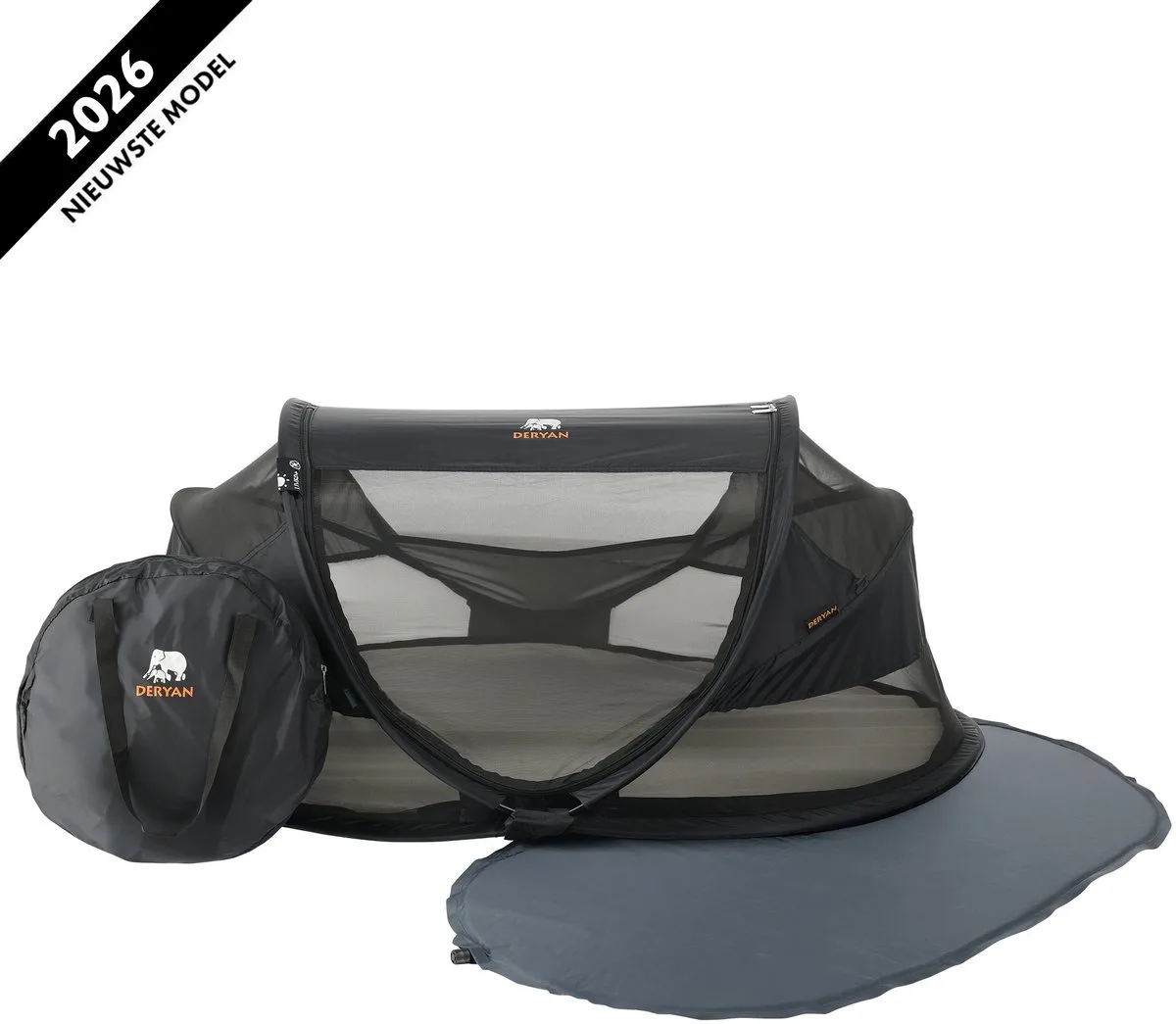 Baby Luxe Campingbedje – Inclusief zelfopblaasbare matras von Deryan in Schwarz – Produktfoto