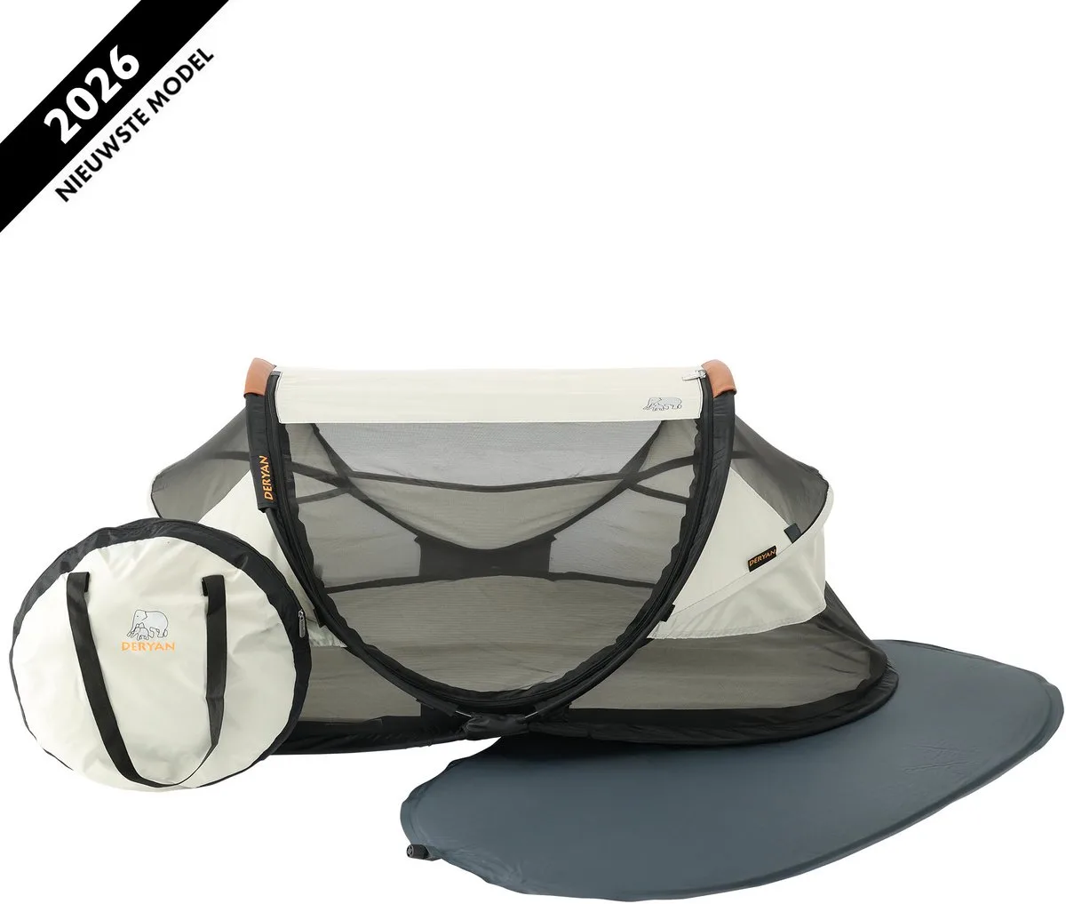 Baby Luxe Campingbedje - Reisbedje Baby met Matras van Deryan in Ivoor – productfoto