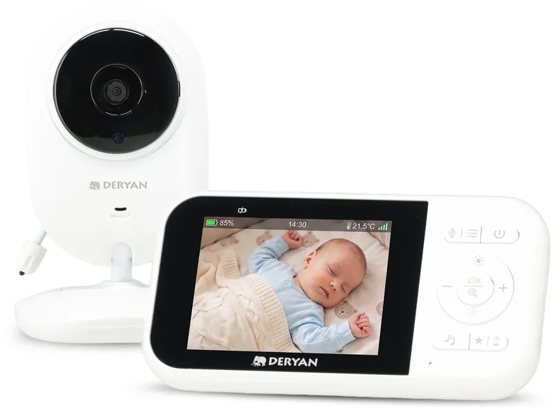 Baby Monitor - Babyfoon met Camera en Scherm - Nachtvisie van Deryan in Wit – productfoto