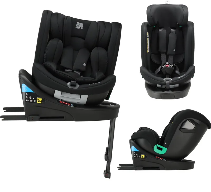 Chase Luxe i-Size Autostoeltje - 0-36kg - Isofix - steunpoot - 360° draaibaar van Deryan in Zwart – productfoto