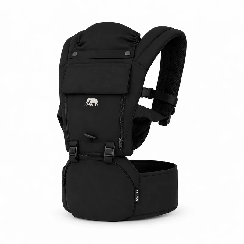 Ergonomische draagzak - Babydrager + Opbergvakjes - Zwart van Deryan in Pack – productfoto