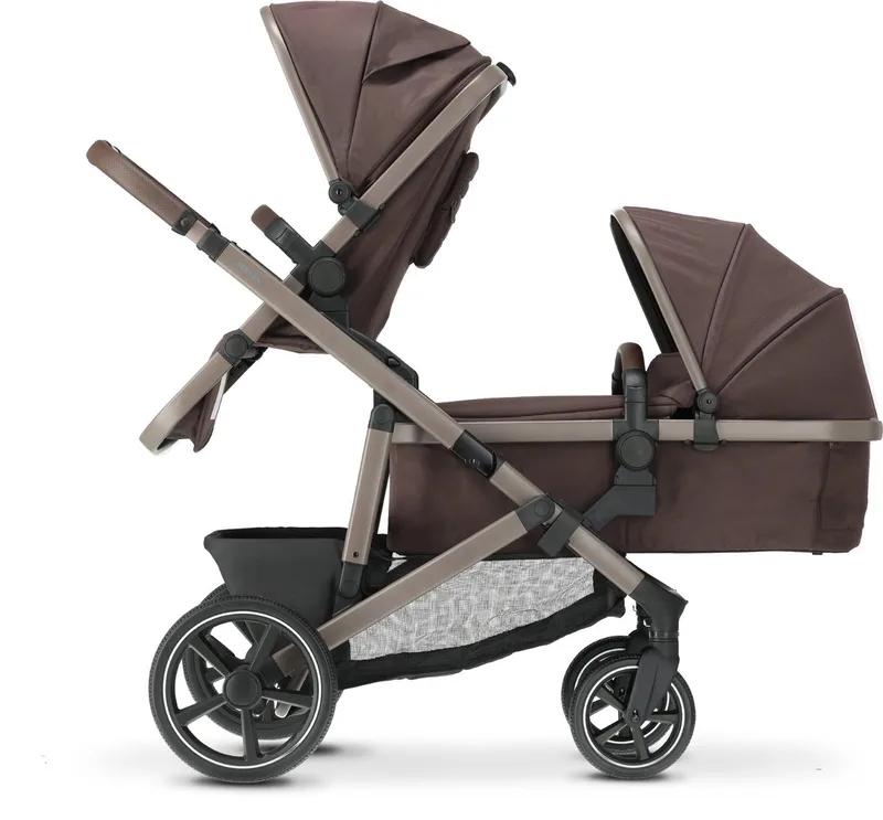 Evy V2 Kinderwagen - Duo Kinderwagen - Uitbreidbaar - Inclusief reiswieg - Chocolade van Deryan in Chocolade V3 – productfoto
