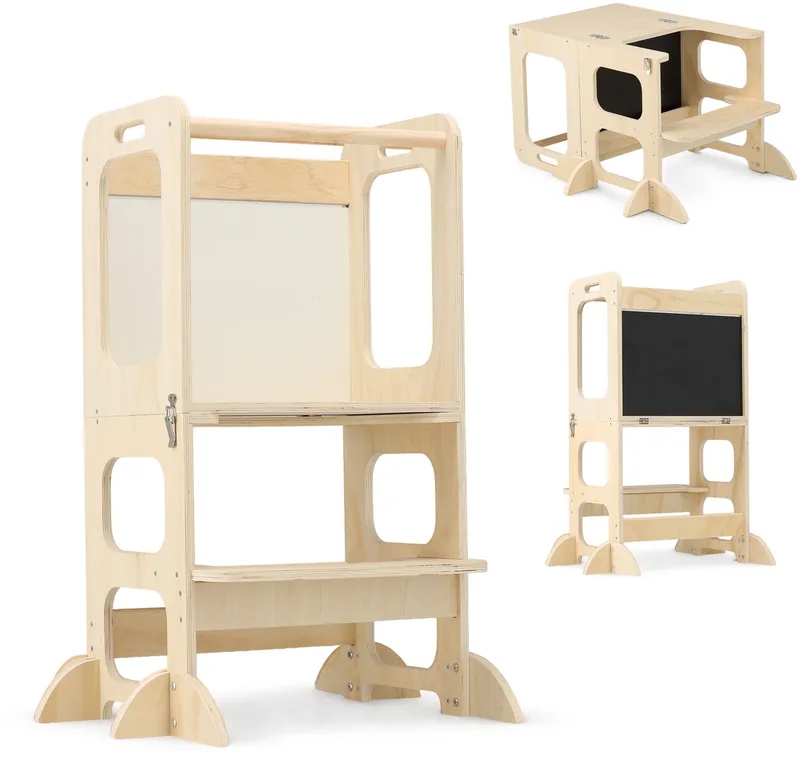 Luxe Houten Leertoren 4-in-1 met Tekenbord en Speeltafel by Deryan in Hout – product photo