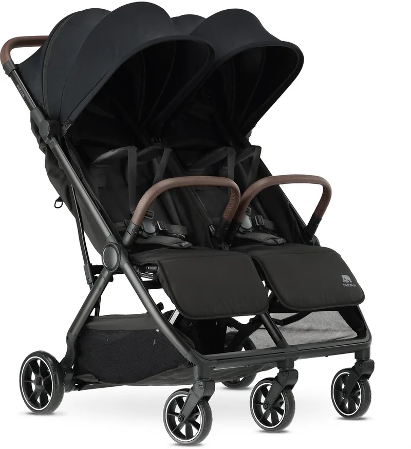 Luxe Rolo X2 V2 Duo Buggy - Compacte Dubbele Buggy - Zwart van Deryan in V2 Zwart – productfoto