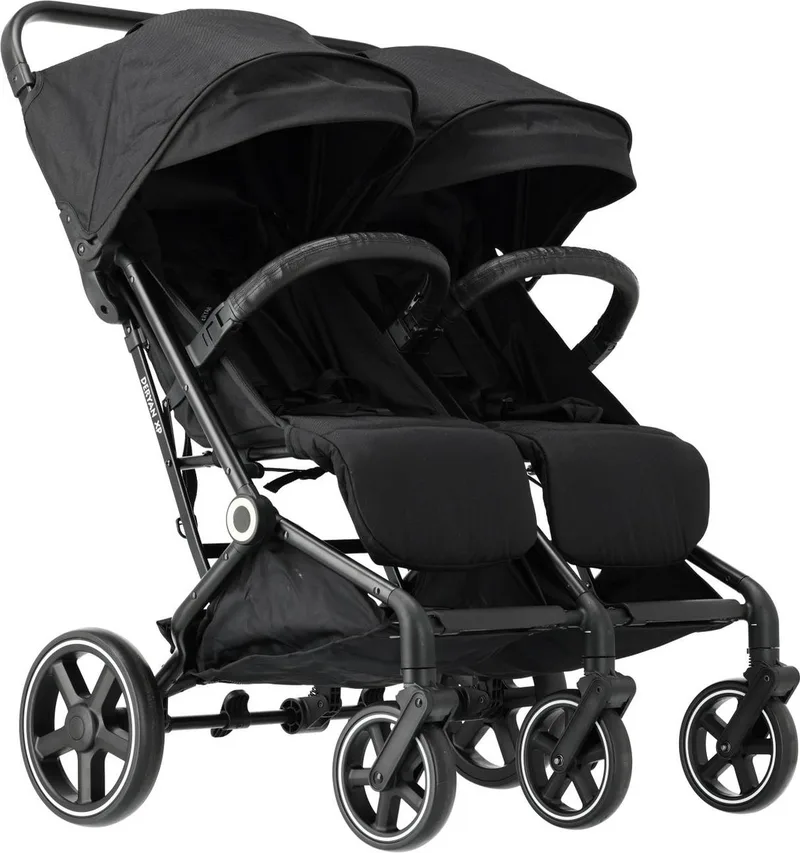 Luxe XP Twin Buggy XL - Dubbele buggy - Duobuggy - Compact lichtgewicht - Zwart van Deryan in X2 Zwart – productfoto