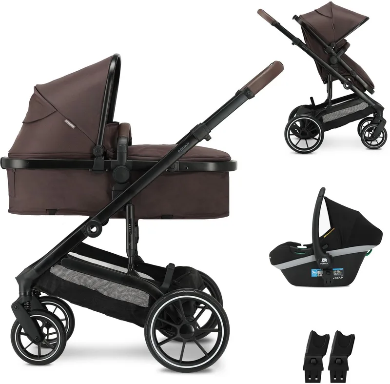 Noa Kinderwagen 3-in-1 - Wandelwagen met Autostoel by Deryan in Chocolade – product photo