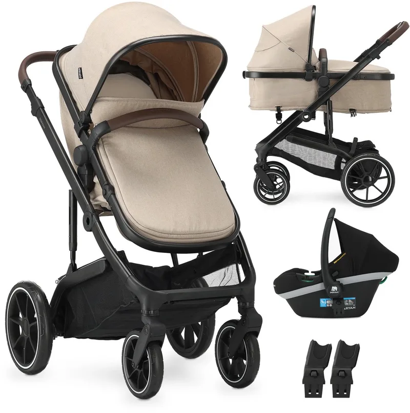 Noa Kinderwagen 3-in-1 - Wandelwagen met Autostoel van Deryan in Nougat – productfoto