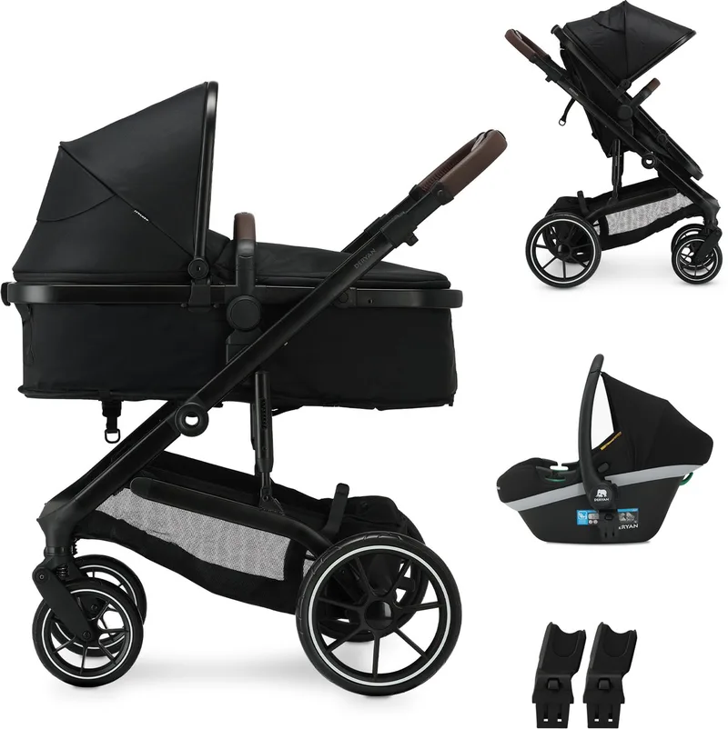 Noa Kinderwagen 3-in-1 - Wandelwagen met Autostoel van Deryan in Zwart – productfoto