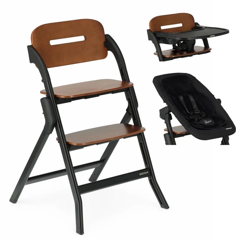 Oak Luxe Kinderstoel met Bouncer van Deryan in Zwart – productfoto