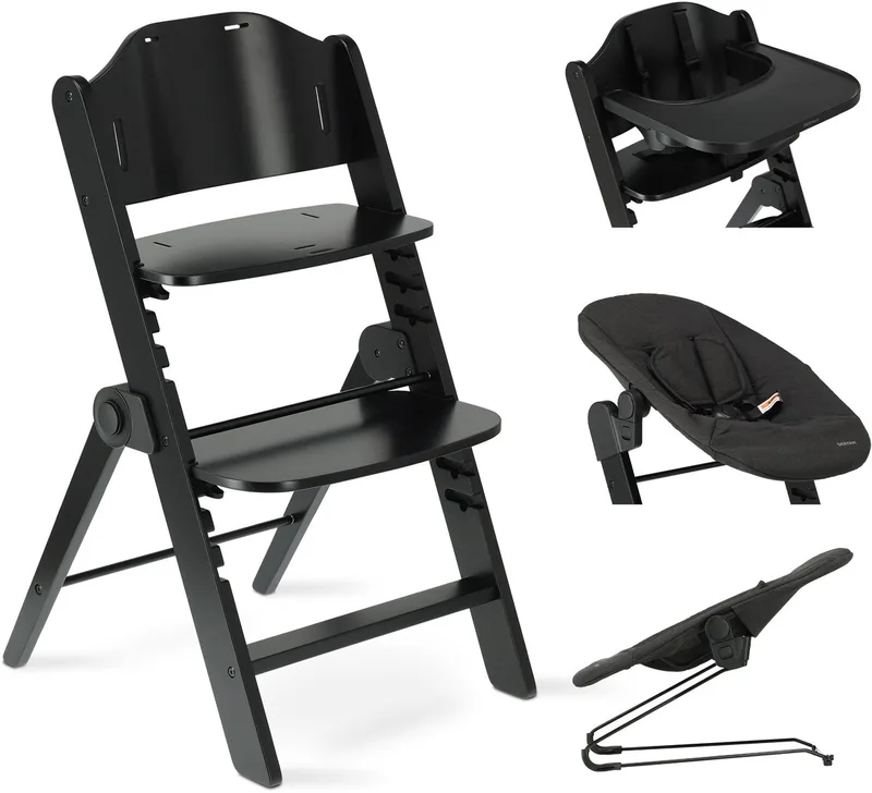Odin Luxe Kinderstoel met Bouncer van Deryan in Zwart/Donkergrijs – productfoto
